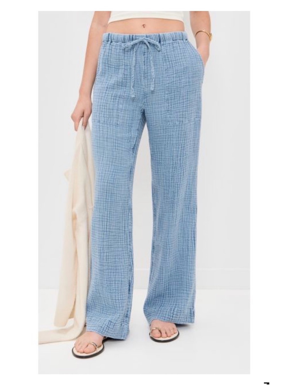 Faherty Dune Laidback Gauze Pants in light indigo
